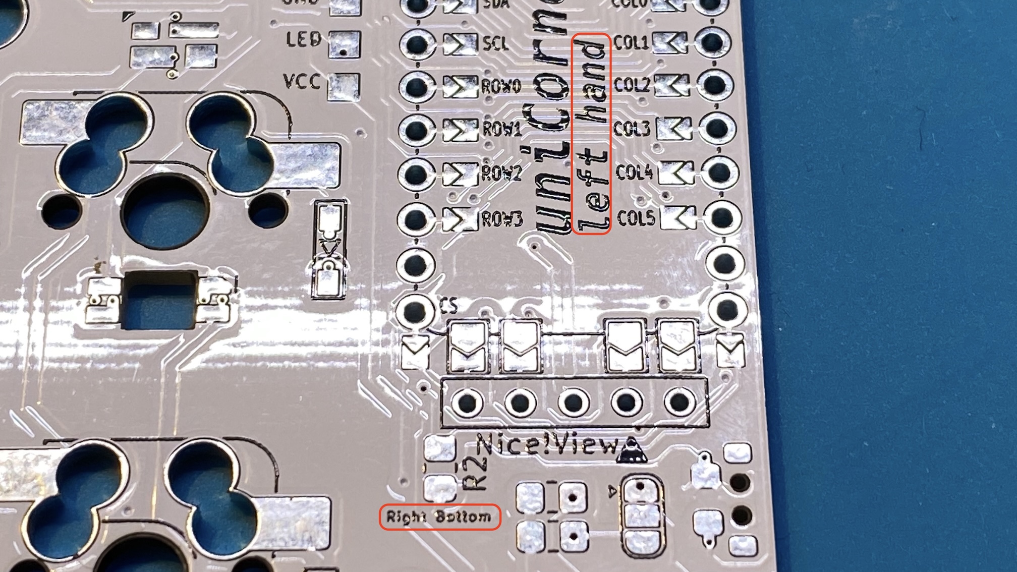 Markings indicating side